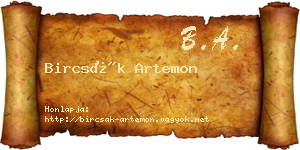 Bircsák Artemon névjegykártya